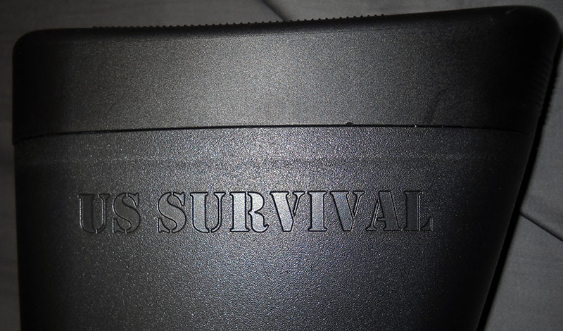 detail, Henry AR-7 stock with molded brand: US SURVIVAL